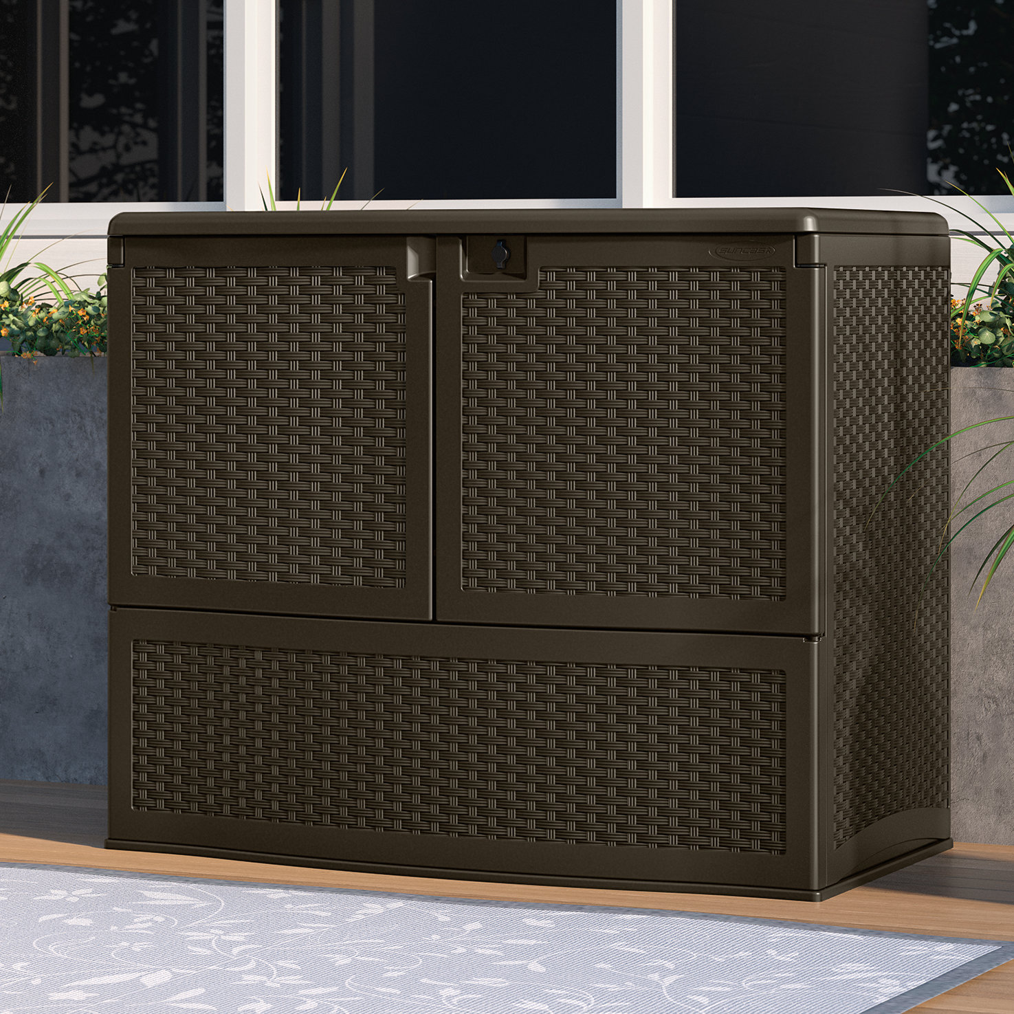 Suncast Outdoor Java 4 Ft W X 2 7 In D Horizontal Storage Suncast Outdoor Java 4 Ft W X 2 7
