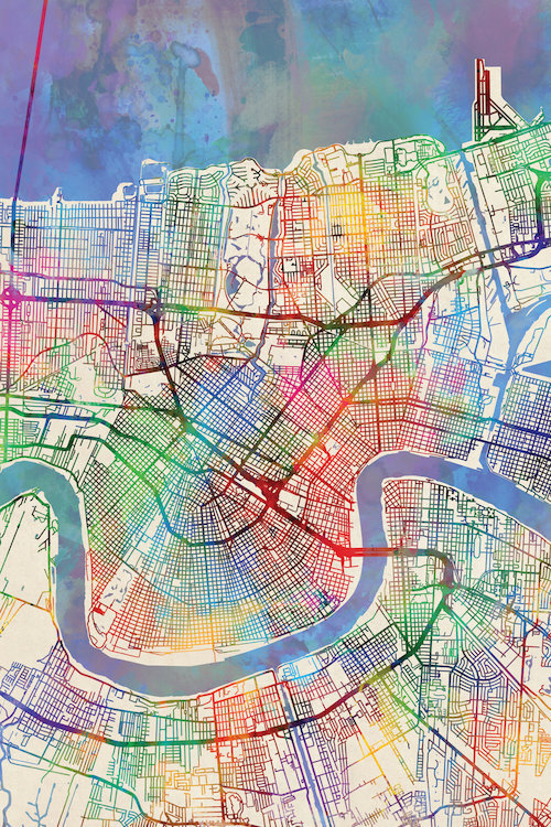 East Urban Home Urban Rainbow Street Map Series New Orleans Louisiana Usa Graphic Art On Wrapped Canvas Wayfair Ca