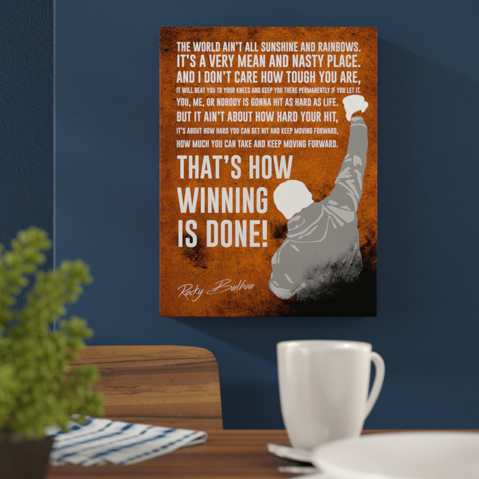 ROCKY BALBOA Quote Stretched Canvas Box ~ More Size