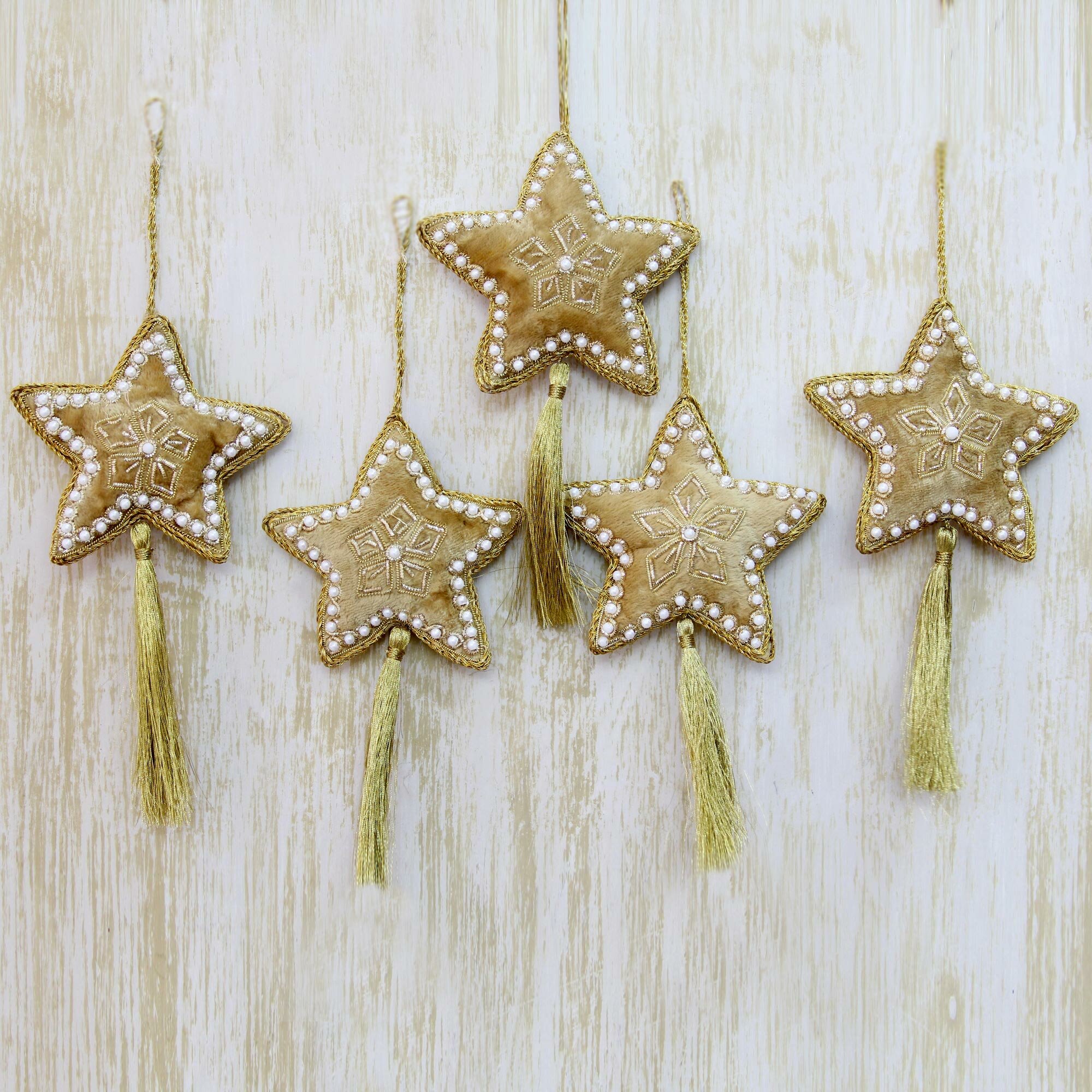 beaded christmas star ornaments