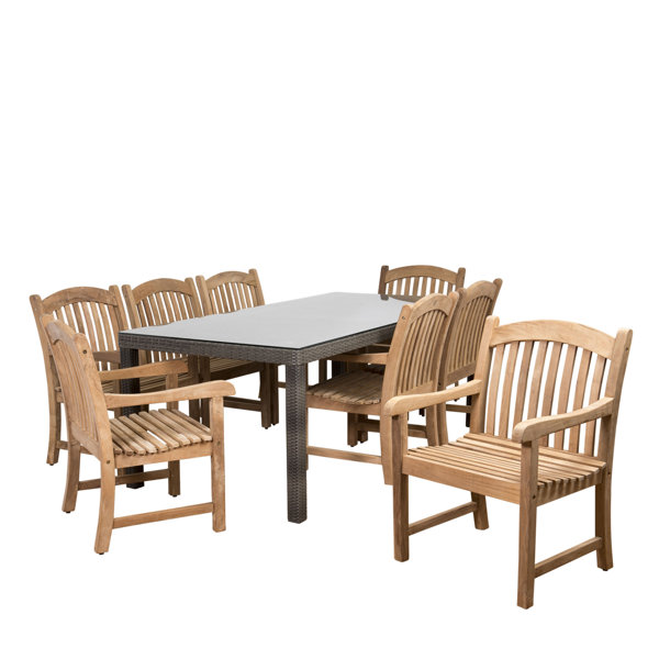 Elsmere Patio 9 Piece Teak Dining Set by Beachcrest Home