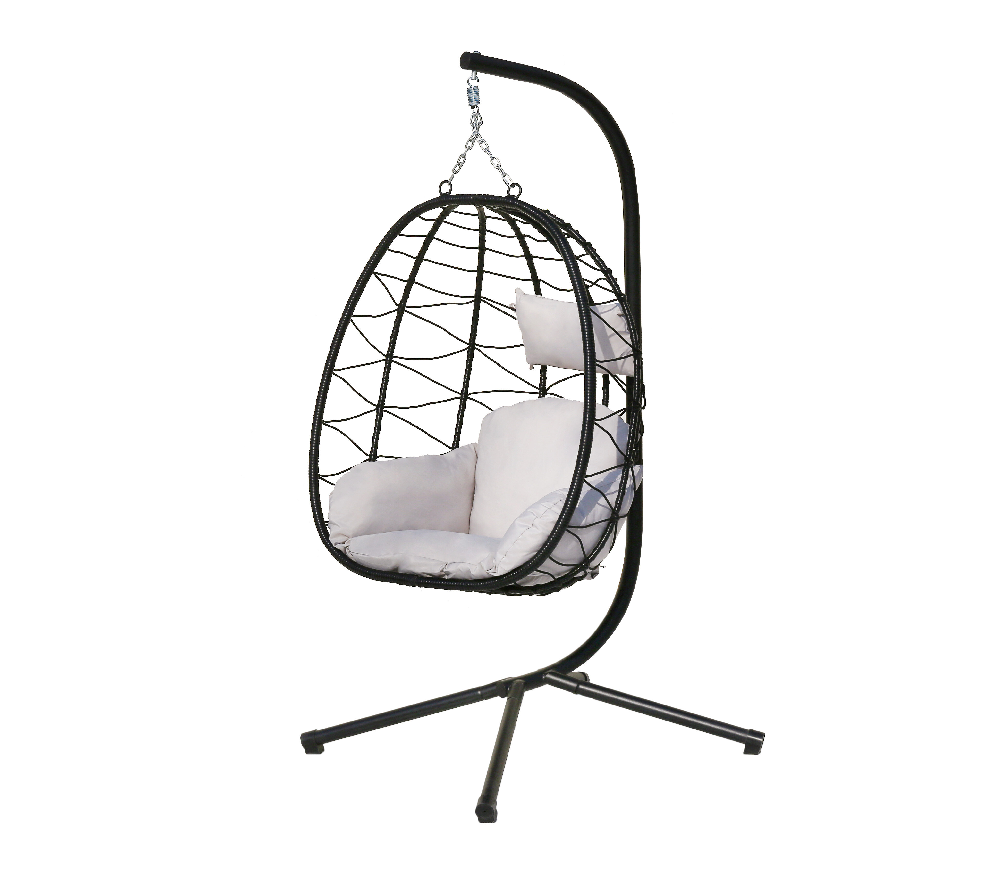 Dakota Fields Egg Chair Swing Chair Outdoor Indoor Wicker Tear Drop Hanging Chair With Stand Wayfair