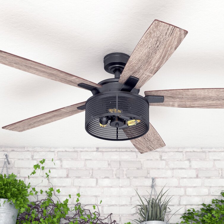 52%27%27+Divisadero+5+ +Blade+Standard+Ceiling+Fan+with+Remote+Control+and+Light+Kit+Included