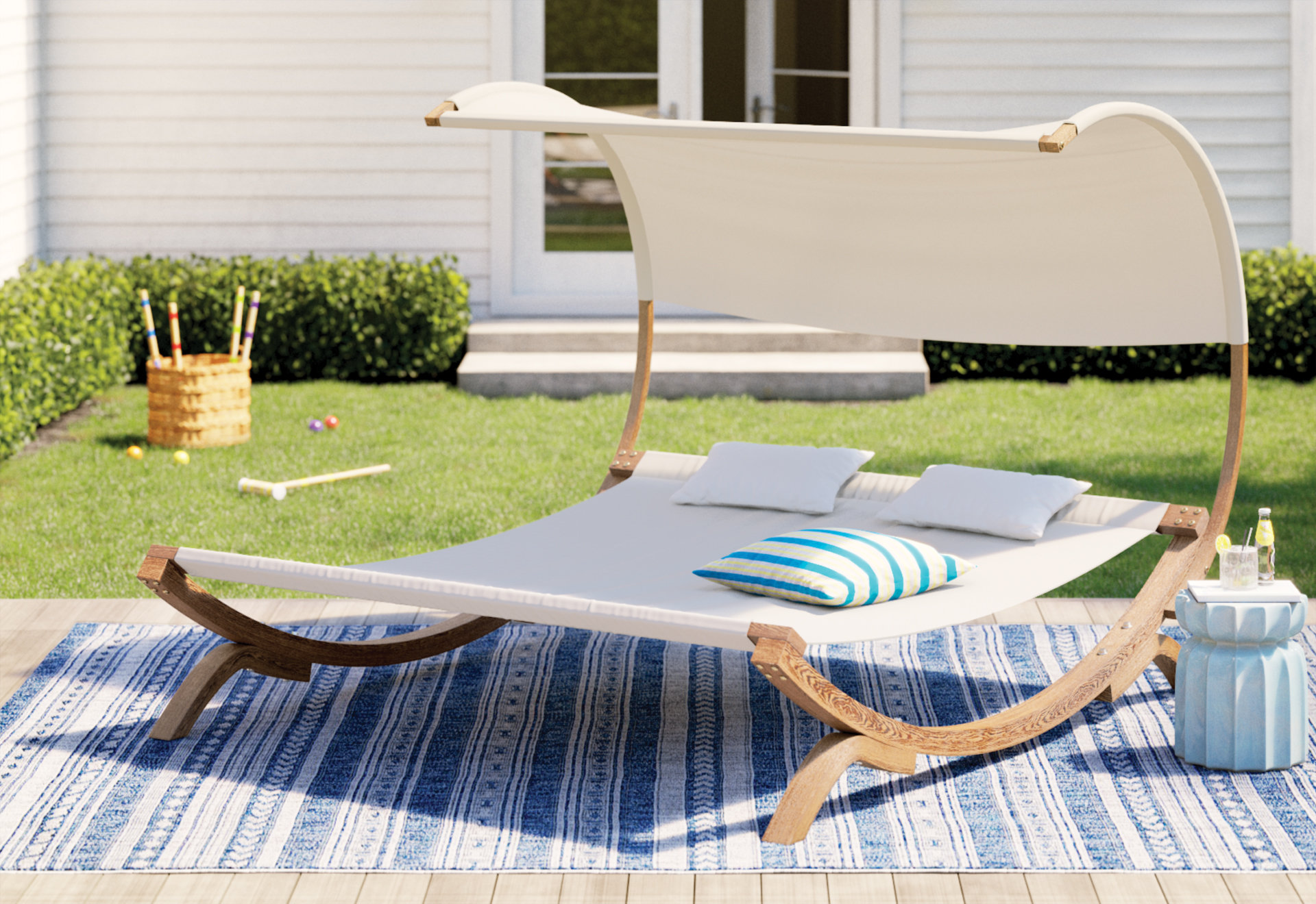 large shaded outdoor daybed