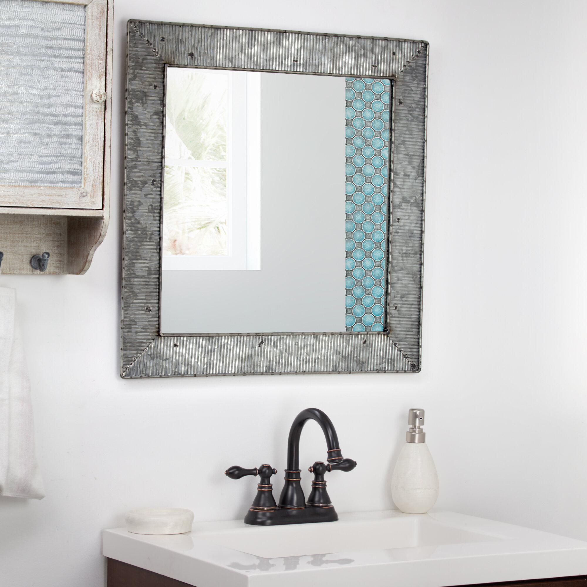 Williston Forge Baur Galvanized Industrial Beveled Bathroom Vanity Mirror Reviews Wayfair Ca