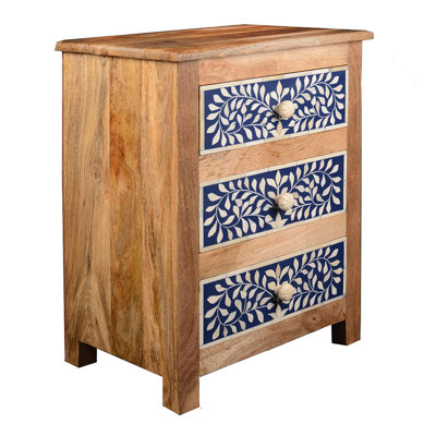 Quenemo Wooden 3 Drawer Nightstand World Menagerie
