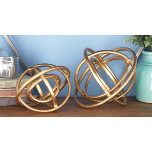 2 Piece Decorative Aluminum Ring Orb Set