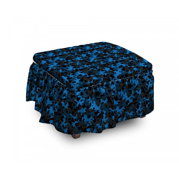 Camouflage Dark Tones Hiding 2 Piece Box Cushion Ottoman Slipcover Set By East Urban Home