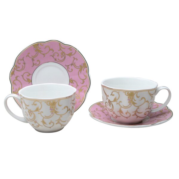 Krieger Scallop 9 Oz. Coffee Cup and Saucer (Set of 2) by Ophelia & Co.