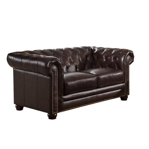 Brittany Leather Chesterfield Loveseat By 17 Stories