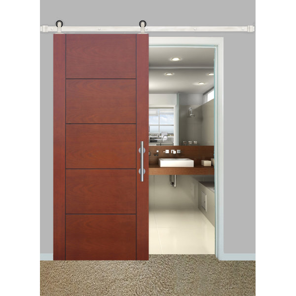Cont. MAH Prefinished 5 Panel Hollow Flush Wood Interior Barn Door by Creative Entryways