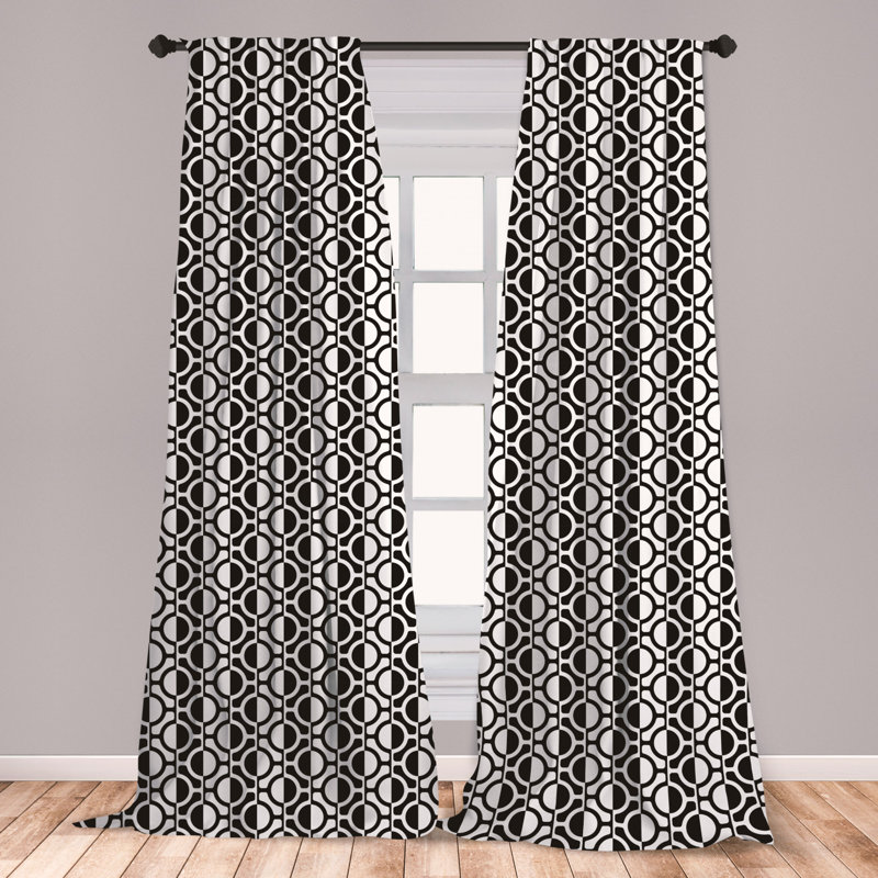 Black Gray Silver Geometric Flocked Squares Clear Sheer Fabric Shower Curtain