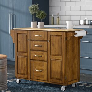 Adelle-a-Cart Kitchen Island with Butcher Block Top