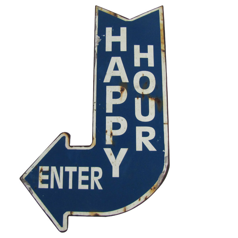 Winston Porter Big Happy Hour Enter Curved Arrow Metal Wall Decor