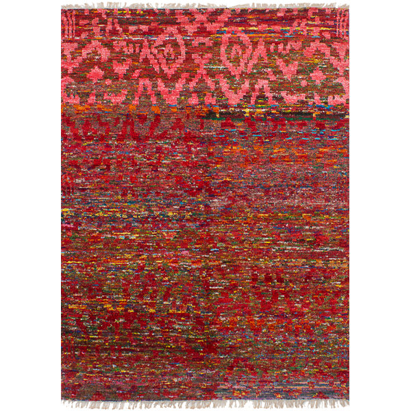 One-of-a-Kind Dennet Hand-Knotted Silk Red Area Rug by Bungalow Rose