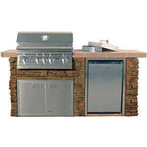 Advanced Q Stucco Built-In Gas Grill with Side Shelves
