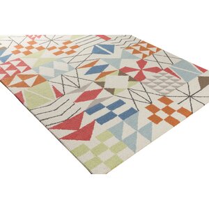 Bryant Hand-Hooked Neutral/Orange Area Rug