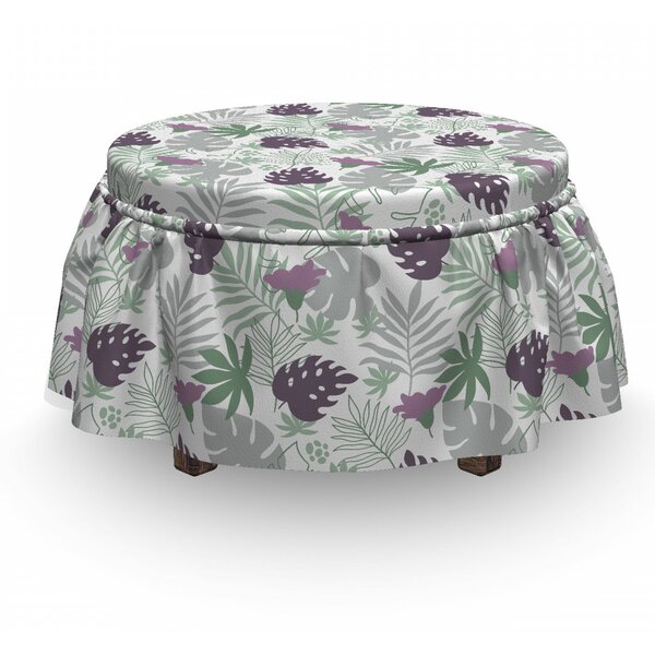 Leaves Tropical Botany Design 2 Piece Box Cushion Ottoman Slipcover Set By East Urban Home