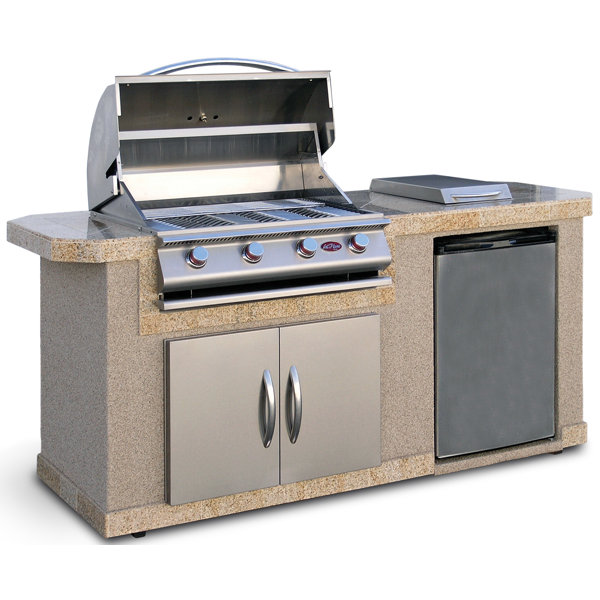 Outdoor Kitchen Islands 4-Burner Built-In Propane Gas Grill with Side Shelves by Cal Flame