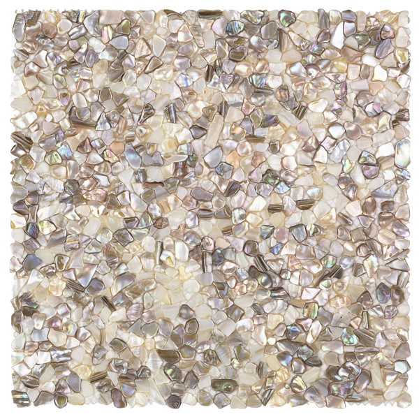Noburu Random Sized Glass Pearl Shell Mosaic Tile in Silver by Splashback Tile
