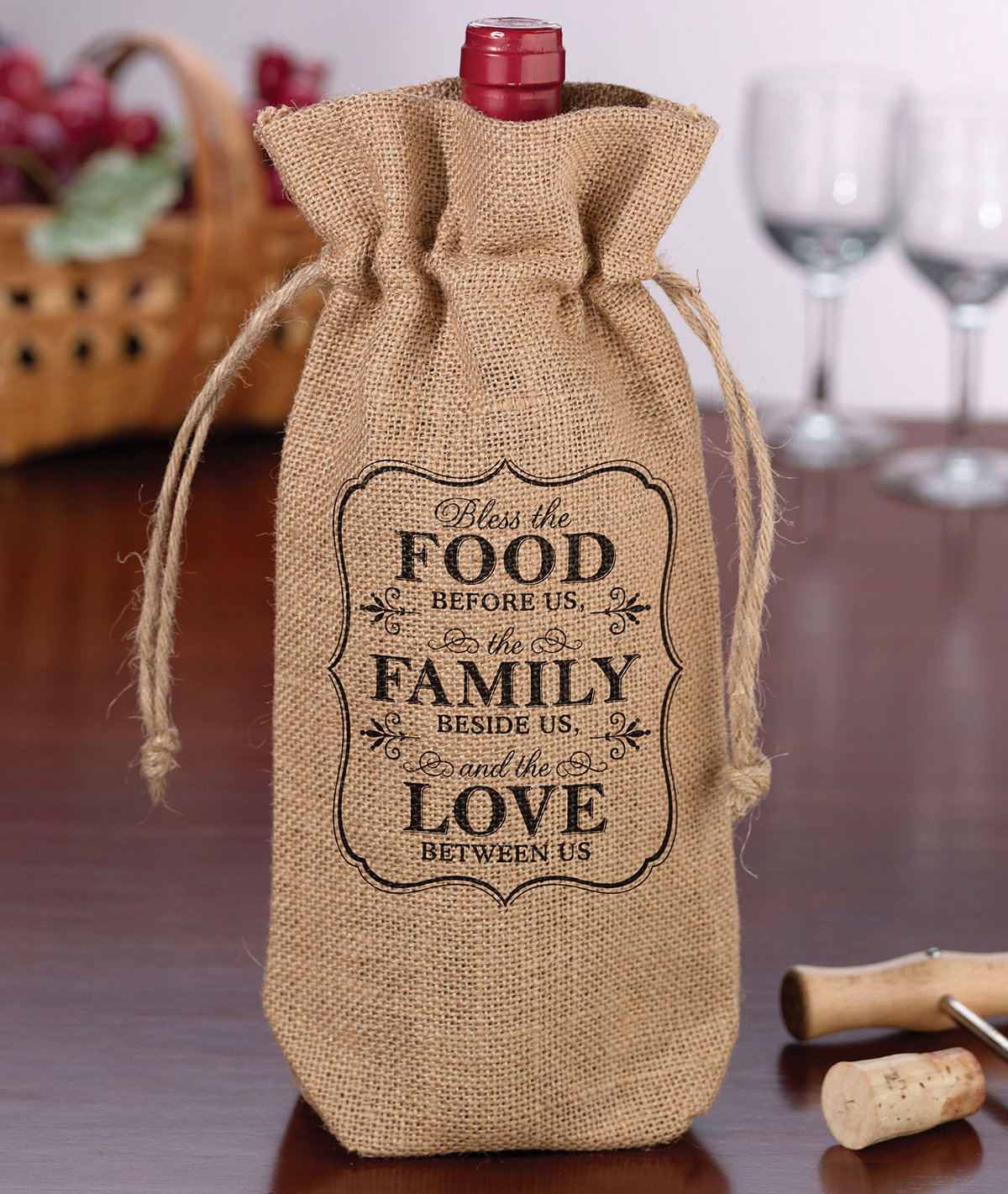 Le Prise Food And Family Rustic Burlap Wine Bag Wayfair Rustic Burlap Wine Bag