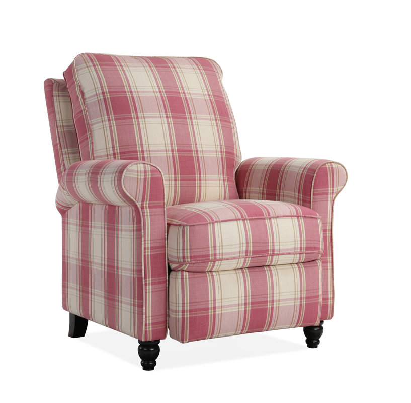 Pink Plaid Recliner Arm Chair