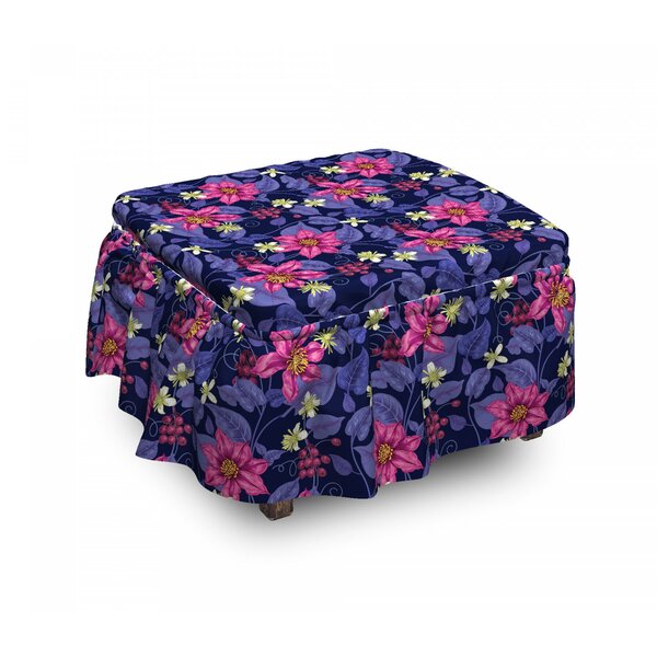 Floral Tropicana Orchids Hawaii 2 Piece Box Cushion Ottoman Slipcover Set By East Urban Home