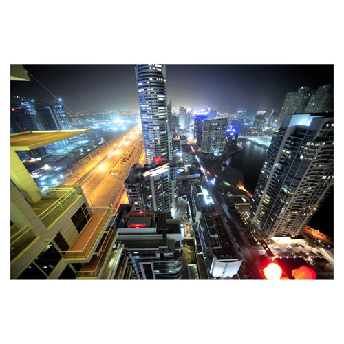 Dubai Lights 2.25m x 3.36m Textured Matte Peel & Stick Wall Mural East Urban Home
