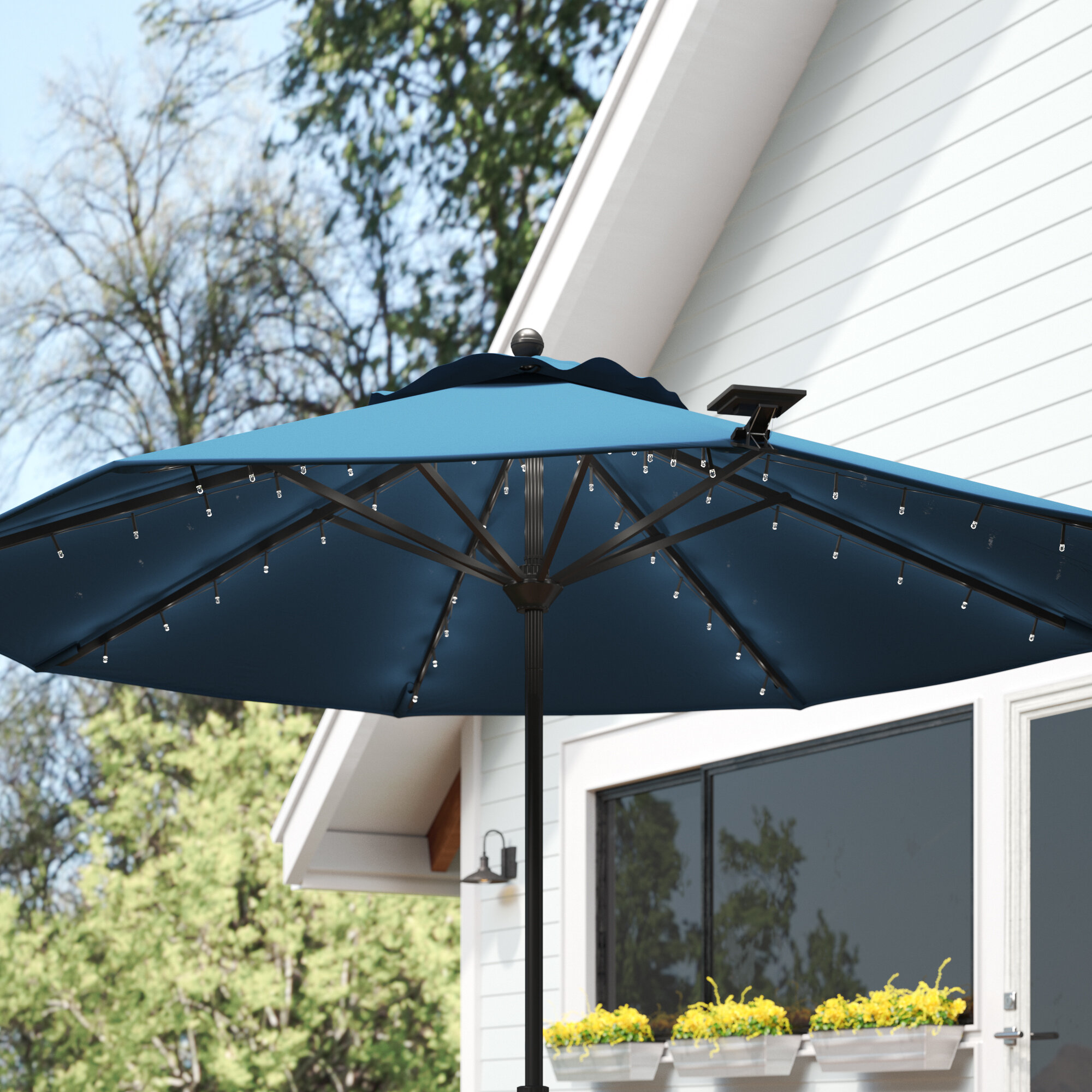 Freeport Park Aaron Solar Umbrella Lighting Reviews Wayfair