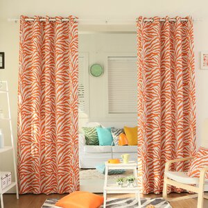Zebra Room Animal Print Semi-Sheer Grommet Curtain Panels (Set of 2)