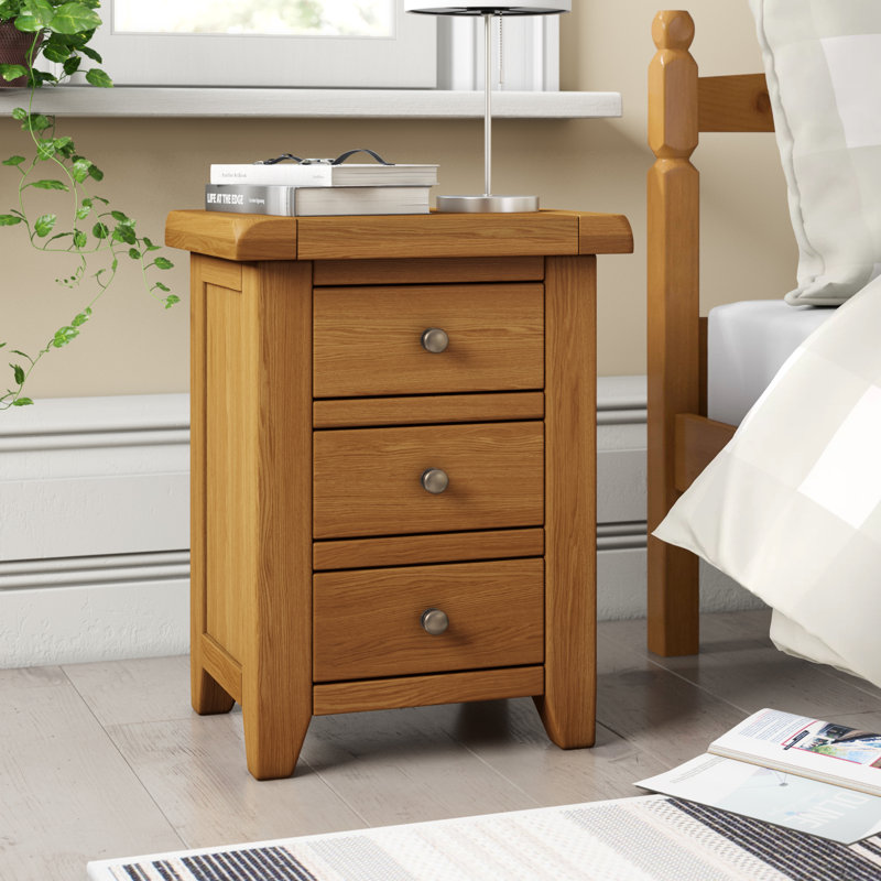 Gracie Oaks Hamilton Oak 3 Drawer Bedside Table Wayfair Co Uk