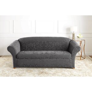 Stretch Jacquard Damask Box Cushion Sofa Slipcover