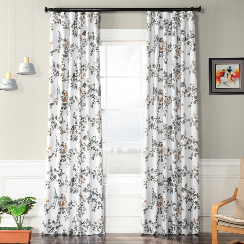 Darby Home Co Bickford Floral Blackout Rod Pocket Curtain Panels