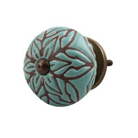 Etched Ceramic Drawer Round Knob (Set of 2)