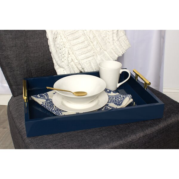 Lipton Decorative Serving Tray with Polished Metal Handles by Kate and Laurel