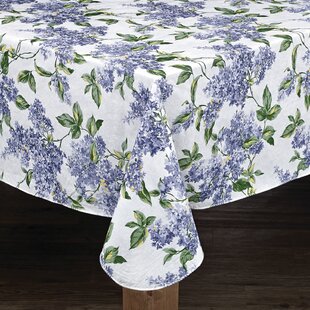 Round Tablecloth Wildflowers Blue And White Roses Blue And White Cotton Sateen 