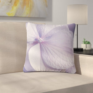 Suzanne Harford Hydrangea Flower Floral Lavender Outdoor Throw Pillow