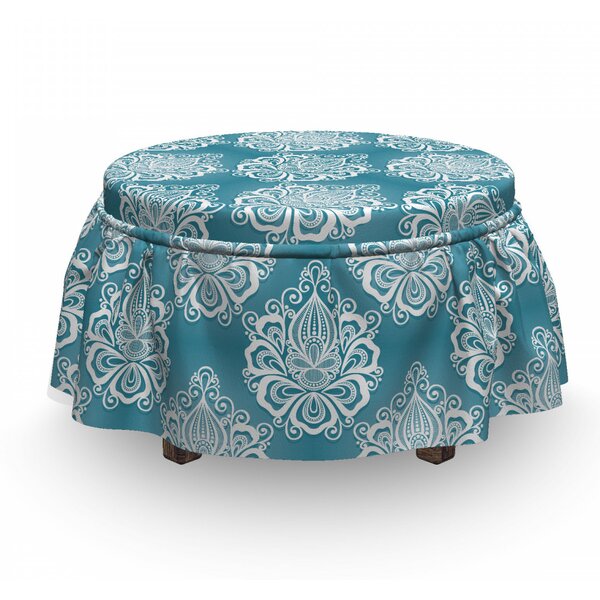 Curly Flowers Ottoman Slipcover (Set Of 2) By East Urban Home