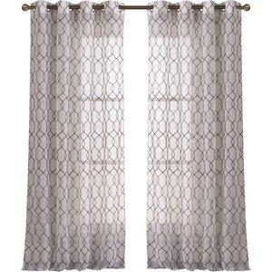 Leonia Geometric Sheer Grommet Single Curtain Panel