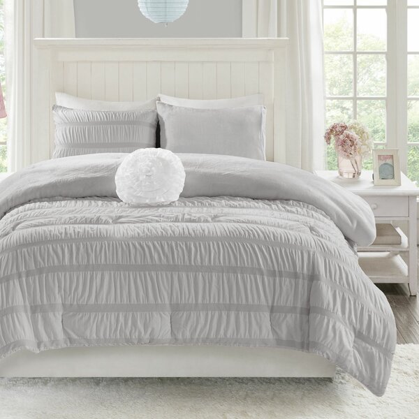 Grey Ruched Comforter Wayfair