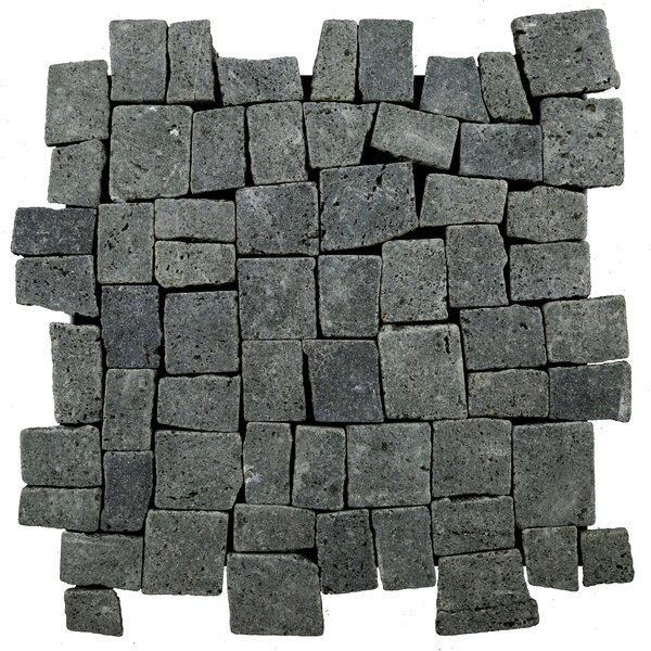 Blocks Random Sized Natural Stone Mosaic Tile in Black by Pebble Tile