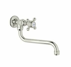 Country Kitchen One Handle Wall Mount Reach Pot Filler Faucet with Cross Handle by Rohl