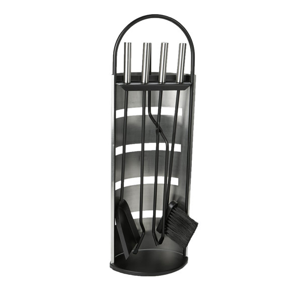 Stand Alone 5 Piece Steel Fireplace Tool Set by Mind Reader