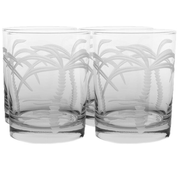 Palm Tree 14 Oz Double Old Fashioned Glass (Set of 4) by Rolf Glass
