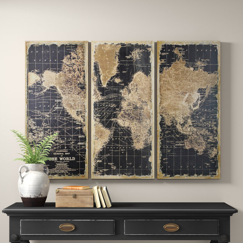 Stanford World Map 3 Piece Graphic Art Set Reviews Birch Lane