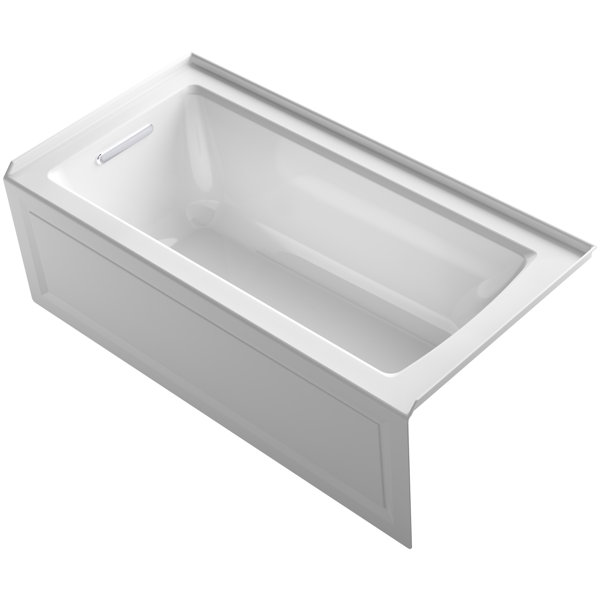 Archer Alcove Bath with Bask™ Heated Surface, Integral Apron, Tile Flange and Left-Hand Drain by Kohler