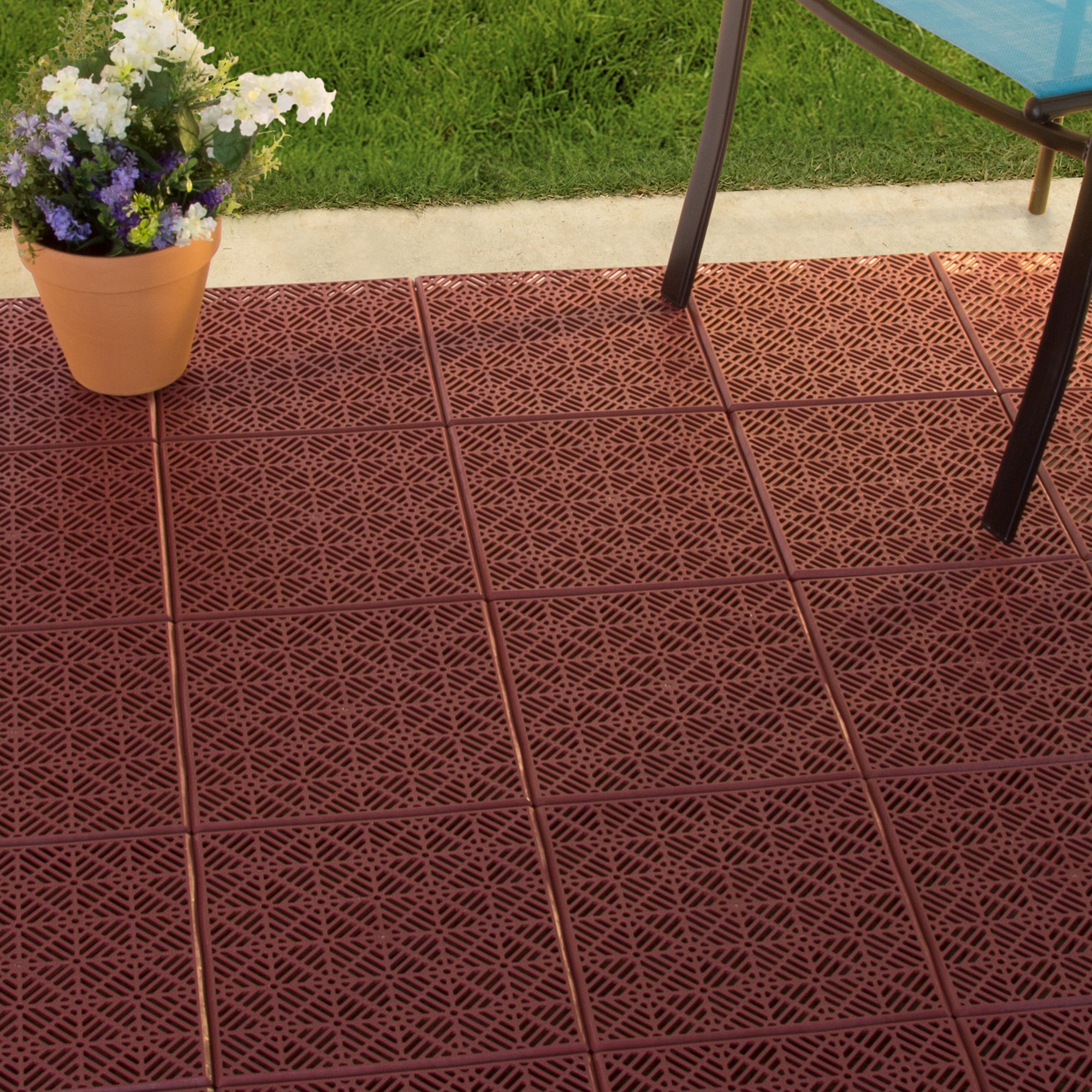Pure Garden Patio 11 5 X Plastic Interlocking Tile In Pure Garden Patio 11 5 X Plastic Interlocking Tile In Terracotta Wayfair
