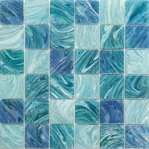 Aqua 2 x 2 Glass Mosaic Tile in Sky Blue by Splashback Tile