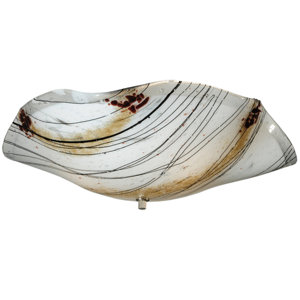 Organic Slumped Ramoscelli Fused Glass 3-Light Flush Mount