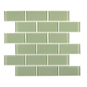 Crystallized 2'' x 4'' Glass Mosaic Tile in Mint Green
